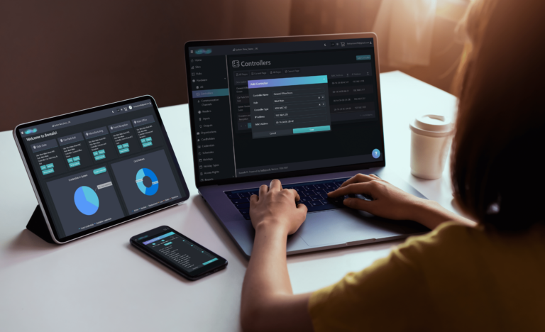 Keri Systems Borealis cloud access control dashboard on multiple devices