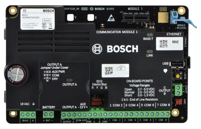 Bosch B6512 IP intrusion control panel with Ethernet and SDI2 connections